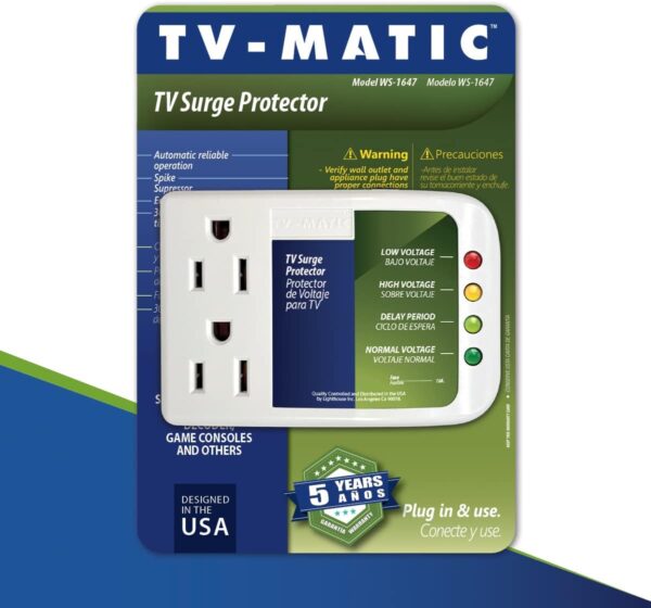 Electronic Voltage & Surge Protector for Smart TV, Game Consoles and Entertainment Center, Protects Against High and Low Voltage, Brownout, Spikes, Power Failure - Image 2