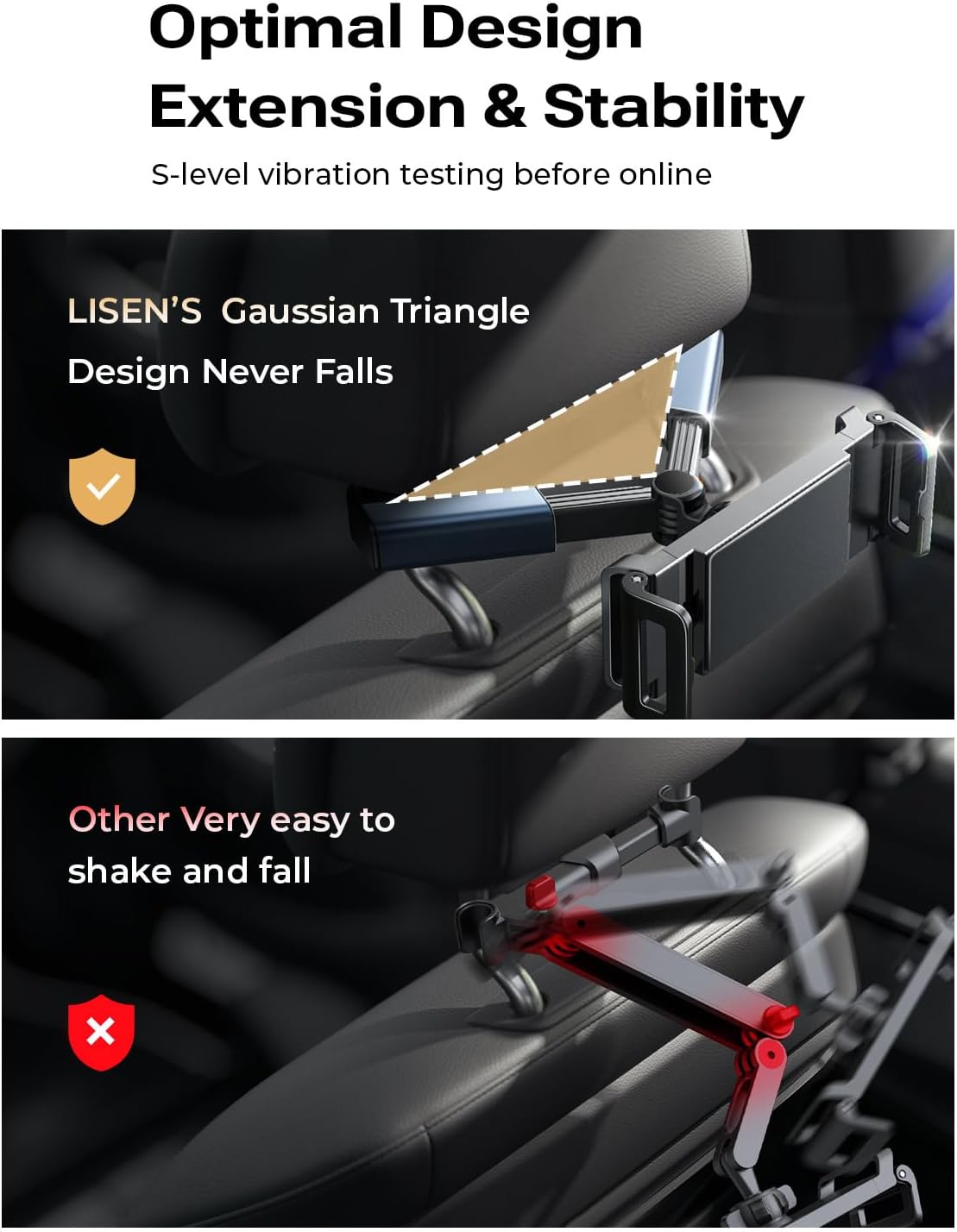 LISEN Tablet iPad Holder for Car Mount Headrest Must Have, iPad Car Holder Back Seat Travel Accessories Long Road Trip Essentials for Kids Black - Image 8