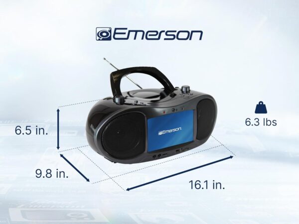 Emerson EDL-2560H Bluetooth DVD Boombox Multimedia Player, Portable Entertainment with 7'' LCD Screen, Digital TV Tuner, Bluetooth Streaming, CD/MP3 Player, AM/FM Radio, USB/SD Playback, Twin Speakers - Image 8