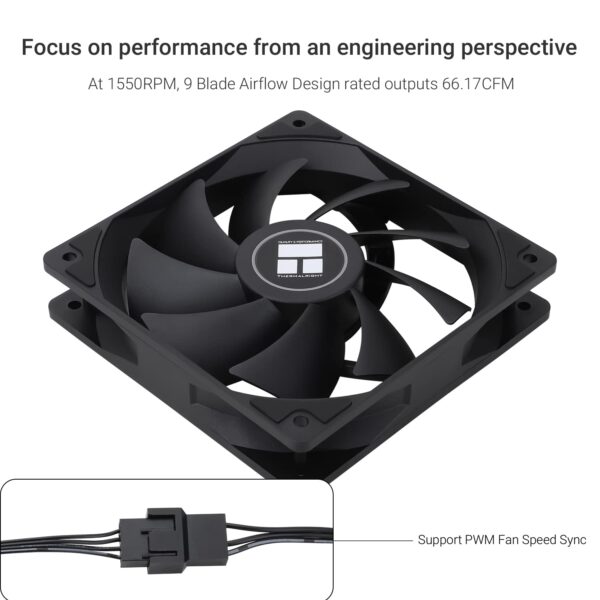 Thermalright TL-C12C X3 CPU Fan 120mm Case Cooler Fan, 4pin PWM Silent Computer Fan with S-FDB Bearing Included, up to 1550RPM Cooling Fan（3 Quantities） - Image 3