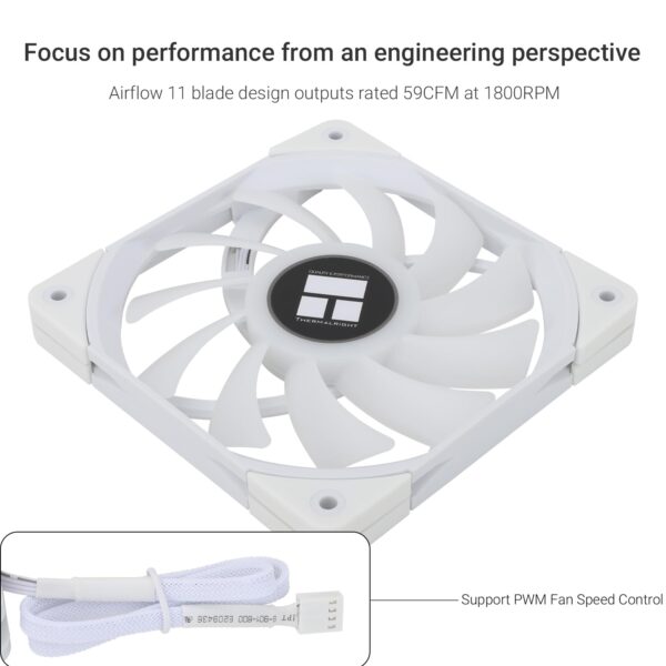 Thermalright TL-C12015W-S CPU Fan 120mm Case Fan, Quiet PWM Computer Fan ARGB, 15mm Slimline Cooler Fan, CPU Cooling Fan(White ARGB) - Image 3