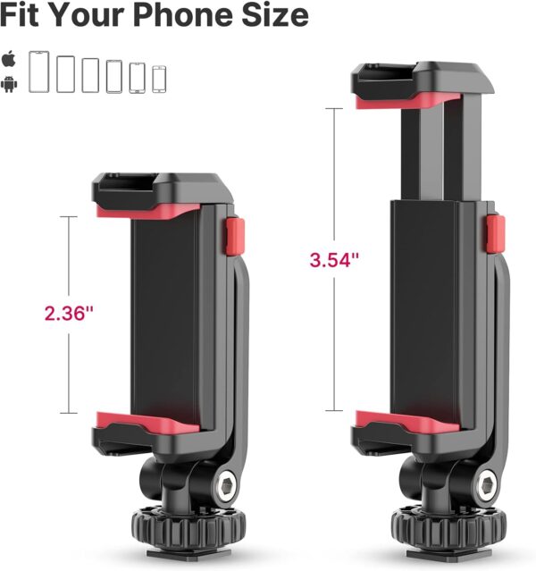 ULANZI Phone Tripod Mount ST-06S, New Universal Smartphone Mount Adapter with 2 Cold Shoe, 360° Rotates Adjustable Cell Phone Clip Clamp Holder, Compatible with iPhone, Samsung Galaxy and All Phones - Image 4