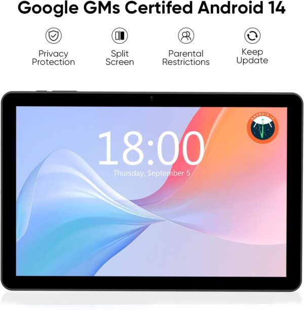 Tablet, 10 inch Android 14 Tablet, Google Tablets with Octa-Core Processor, 10GB RAM + 64GB ROM 1TB Expand, GPS, 6000mAh, 1280x800 IPS Display, BT5.0, Dual Camera, WiFi 5, GPS (Blue) - Image 6