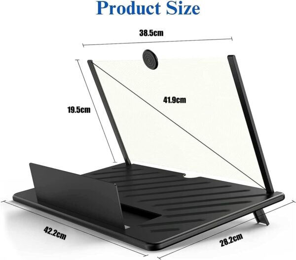 20" Screen Magnifier for Cell Phone,Mobile Phone 3D Magnifier, Screen Expanders for Movies, Videos, and Gaming, Foldable Phone Stand with Screen Amplifier Compatible with All Smartphones(Black) - Image 5