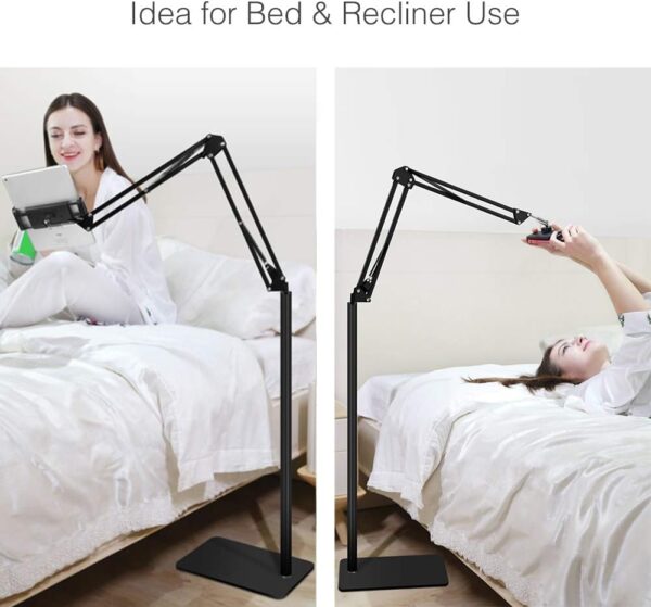 Tablet Floor Stand, Overhead Bed Phone Stand Angle Height Adjustable Holder, Universal Floor Stand Compatible with iPhone iPad Pro Air Mini, Samsung Tab, Kindle, E-Readers… - Image 2