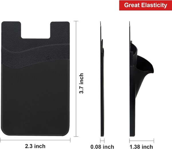 Senose Cell Phone Wallet, Silicone Adhesive Stick-on Phone Card Holder for Credit Card,Id Holder Wallet Pouch Sleeve Pocket Compatible for iPhone Samsung Galaxy Any Smartphone, Pack of 3 - Image 7