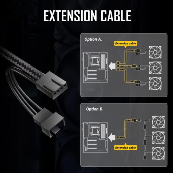 Antec PWM PC Fans, 120mm Fan, 66.56CFM, 2.7mmH₂O, PWM Case Fan, 4 Pin PWM Connector, Computer Fans with 2000 RPM, Storm Series 3 Packs - Image 3