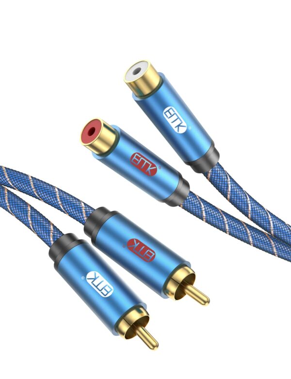 EMK RCA Extension Cable, 2RCA Adapter RCA Male to RCA Female (L/R) Stereo Audio Extender Cord for Home Theater/Television/Sound bar/Blu-ray Player/Amplifiers/Speaker/Hi-Fi Systems(5ft/1.5m)
