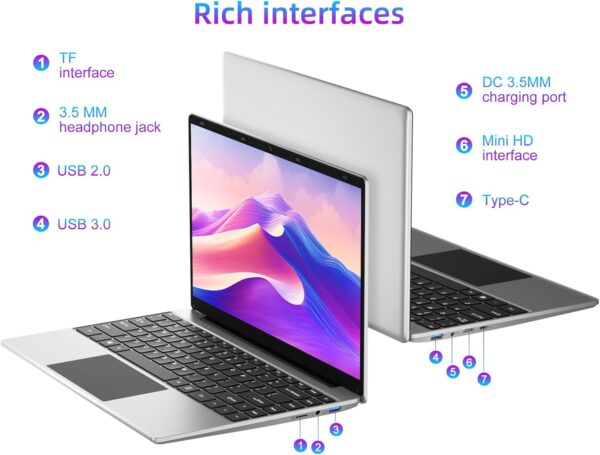 jumper Laptop, 12GB LPDDR4 256GB SSD, Laptop Computer with FHD 1920x1080 Display, Quad Core Celeron CPU, 35.52WH Battery, 2.4G+5G WiFi, BT4.0, 2 Speakers，Portable Laptops 14 Inch. - Image 6