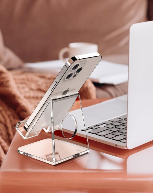 TOPGO Acrylic Cell Phone Stand, Clear Phone Holder for Office Desk, Vanity, Kitchen, Bedside Table, Compatible with iPhone/Smartphones/iPad/Switch/Kindle, Office Desk Accessories, Desk Organization - Image 9
