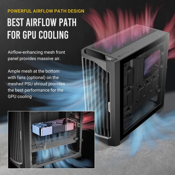 Antec Performance 1 FT, Full Tower, RTX40 Fully Compatible, Temp Display, 4 x Storm T3 PWM Fans, Type-C, Dual TG Side Panels, Removable Top Bracket, High Airflow Mesh Front Panel, E-ATX PC Gaming Case - Image 5