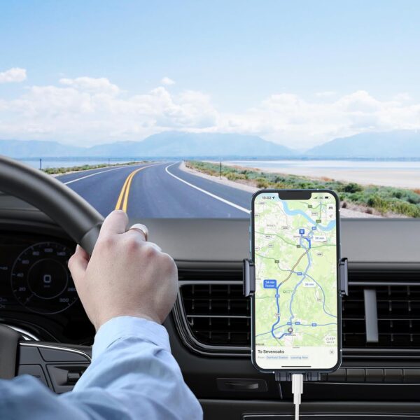 Car Phone Holder Mount, Super Stable Air Vent Cell Phone Car Mount with 2025 Metal Hook Clip, 360° Rotation,One Button Release for iPhone, Samsung, Google, and All Other Smartphones - Image 8