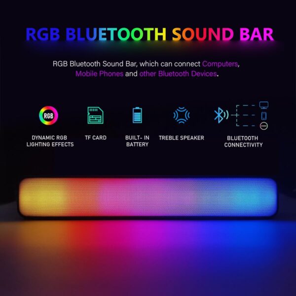 STGAubron Gaming PC Desktop Computer, Intel Core I7 up to 3.9 GHz, Radeon RX 580 8G, 16G RAM, 512G SSD, WiFi, Bluetooth 5.0, RGB Fan x6, RGB BT Sound Bar, Windows 10 Home - Image 6