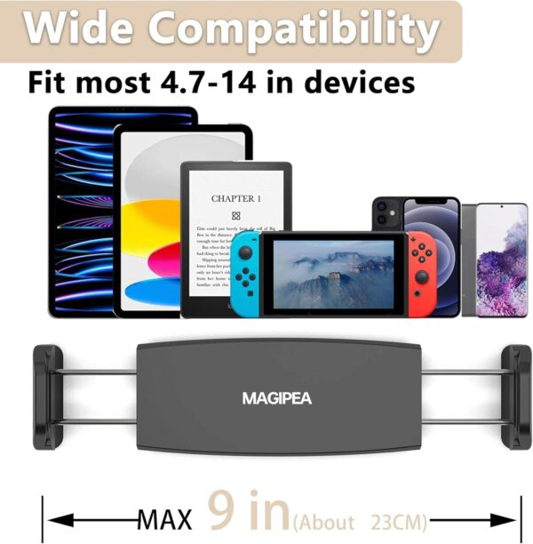 Tablet Stand Holder, Mount Holder Clip with Grip Flexible Long Arm Gooseneck Compatible with ipad iPhone/Nintendo Switch/Samsung Galaxy Tabs/Amazon Kindle Fire HD - Black - Image 4