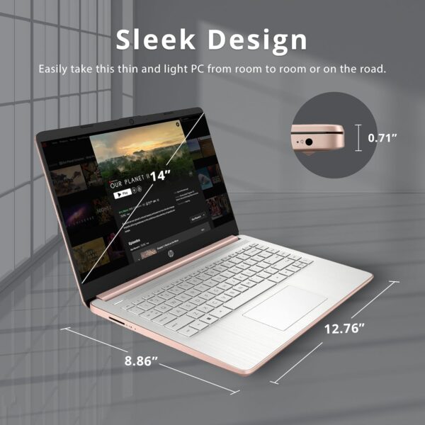HP-Laptops 14inch-Rose Gold Windows 11-32GB RAM - 192GB Storage - Microsoft 365 - Quad-core Intel Celeron N4120 - USB Type-C - SD Card Reader - 13Hours Battery Life - Wireless-AC - HDMI - Image 4