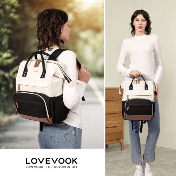 LOVEVOOK Laptop Backpack for Women, 17 Inch Work Business Backpacks Purse with USB Port, Large Capacity Nurse Bag College Bookbag for School, Waterproof Casual Daypack for Travel - Image 6