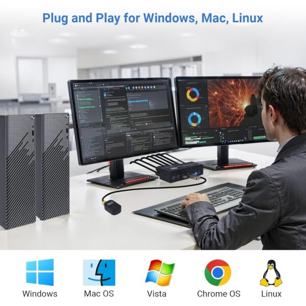 8K@60Hz KVM Switch 2 Monitors 2 Computers 4K@120Hz USB 3.0 Dual Monitor KVM for 2 PC Share 2 Monitor and 1 Set of Keyboard Mouse Printer (Dual Monitor DP DP) - Image 3
