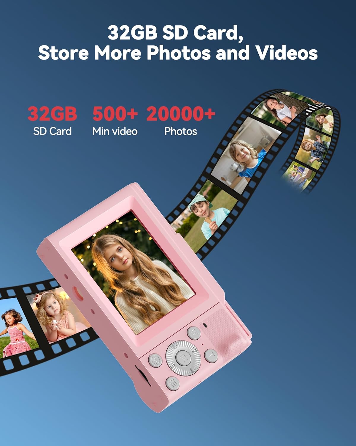 Digital Camera for Kids: FHD 1080P Camera - Video Cameras for Teens - 16X Zoom Shoot Camera for Girls - Compact Camera with 32GB TF Card for Photography - Anti Shake Mini Camera for Vlogging Pink - Image 6