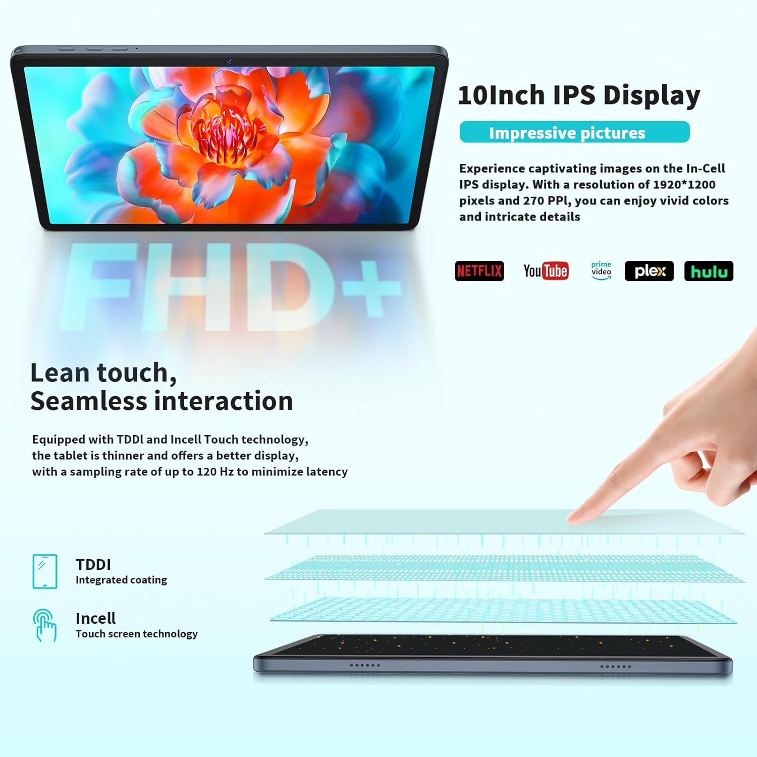 Android Tablet with Keyboard, 10 inch Android 14 Tablet, 12GB RAM+128 Storage(Expand to 1TB), Octa-Core, 2K 1920x 1200 Display, 13MP Dual Camera, 7000mAh, 5G/2.4G WiFi,GPS,Bluetooth 5.0 (Black) - Image 5