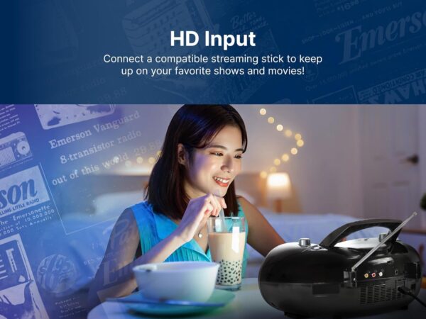 Emerson EDL-2560H Bluetooth DVD Boombox Multimedia Player, Portable Entertainment with 7'' LCD Screen, Digital TV Tuner, Bluetooth Streaming, CD/MP3 Player, AM/FM Radio, USB/SD Playback, Twin Speakers - Image 6