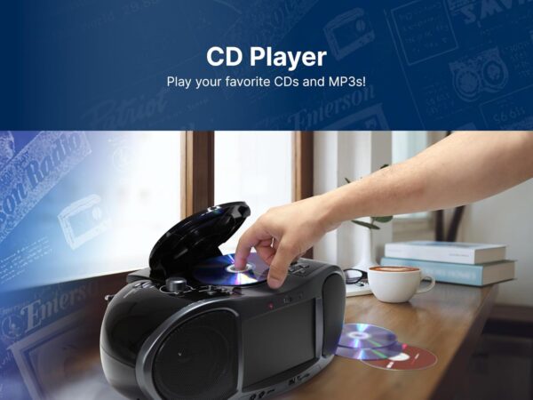 Emerson EDL-2560H Bluetooth DVD Boombox Multimedia Player, Portable Entertainment with 7'' LCD Screen, Digital TV Tuner, Bluetooth Streaming, CD/MP3 Player, AM/FM Radio, USB/SD Playback, Twin Speakers - Image 4