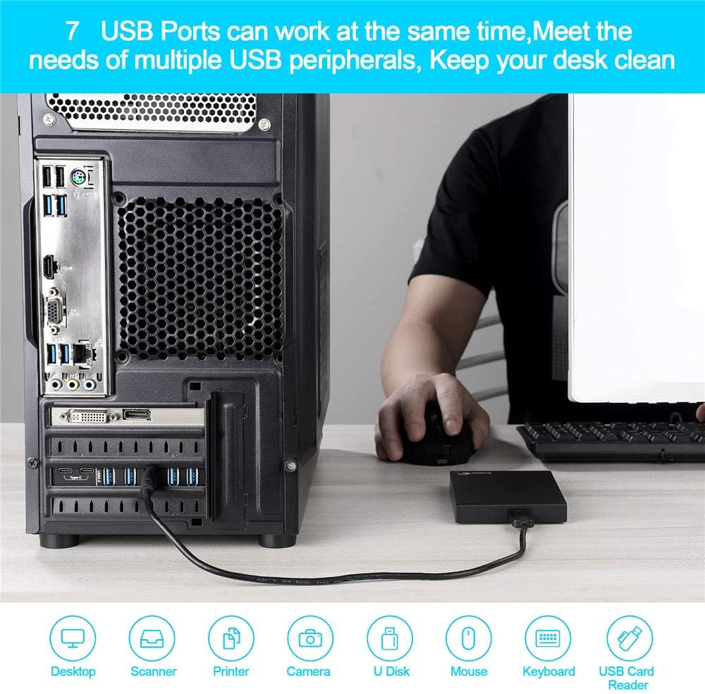 PCI-E to USB 3.0 7-Port(2X USB-C - 5X USB-A) Expansion Card,PCI Express USB Add in Card, Internal USB3 Hub Converter for Desktop PC Host Card Support Windows 10/8/7/XP and MAC OS 10.8.2 Above - Image 4