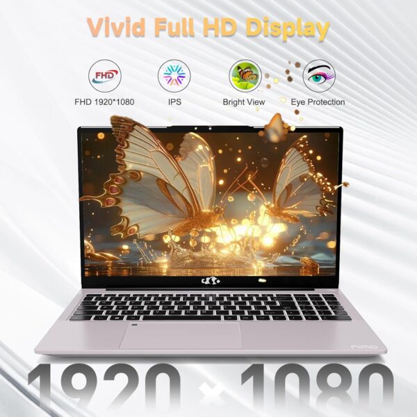 NIMO 15.6'' FHD IPS Student Laptop, 16GB RAM 1TB SSD, Intel Pentium Quad-Core N100(Beat to i3 1115G4, Up to 3.4GHz), 2 Years Warranty, Fingerprint, Backlit Keyboard, Wi-Fi 6，Win 11, Rose Gold - Image 4
