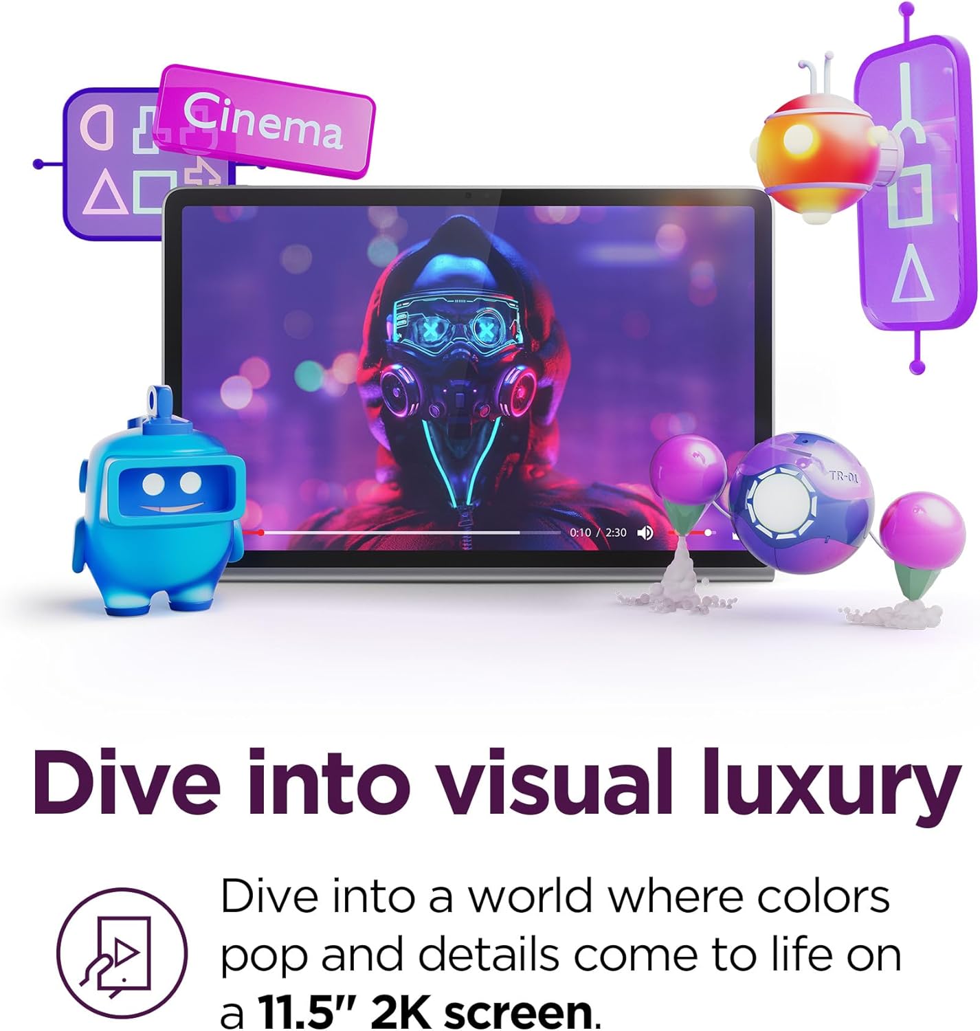 Lenovo Tab Plus - 2024 - Premium Entertainment Tablet - 8 JBL® Speakers - 11.5" 2K LCD Touch Display - 8GB Memory - 128GB Storage - MediaTek™ Helio G99 - Folio Case Included - Luna Grey - Image 5