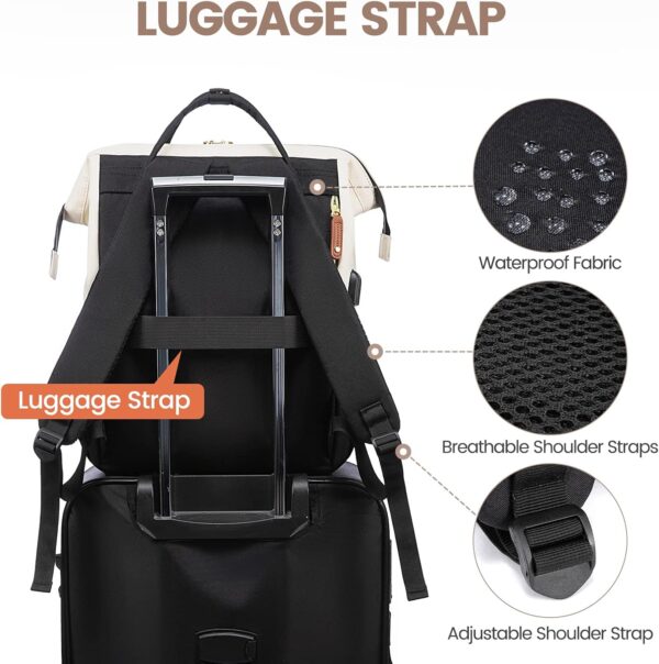 LOVEVOOK Laptop Backpack for Women, 17 Inch Work Business Backpacks Purse with USB Port, Large Capacity Nurse Bag College Bookbag for School, Waterproof Casual Daypack for Travel - Image 4