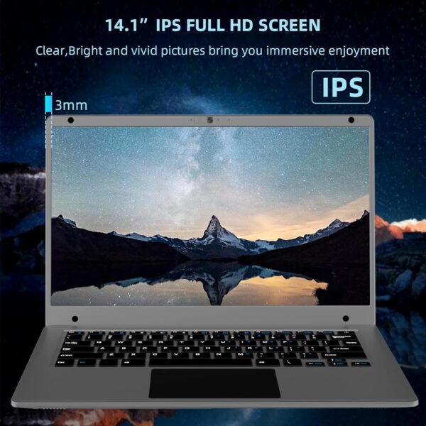 Morostron 14.1 inch Laptop Computer,Celeron Quad-Core Up to 2.2 GHz,4GB RAM and 192GB SSD,Win11 Laptop Computers with FHD IPS,Slim and Lightweight Notebook,Work and Students laptops,Gray,WPS - Image 5