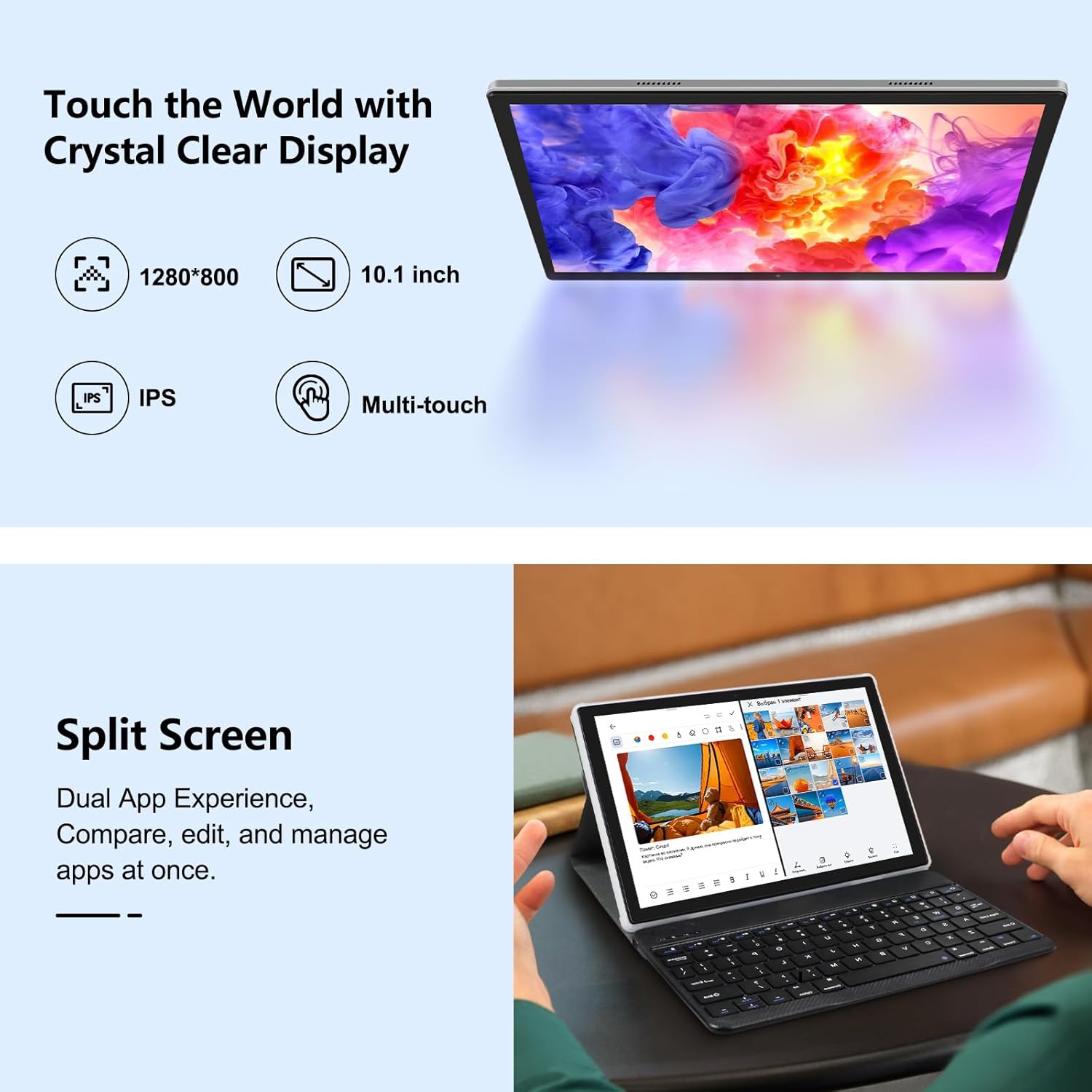 Android 14 Tablet, 10 Inch Tablet 12GB (4+8 Expand) RAM 128GB ROM, 1TB Expandable, Octa-Core Tablet with Keyboard, Mouse, Stylus, 1280 * 800 IPS, 6000mAh Battery, WiFi 6,BT 5.4, Dual Camera - Image 4