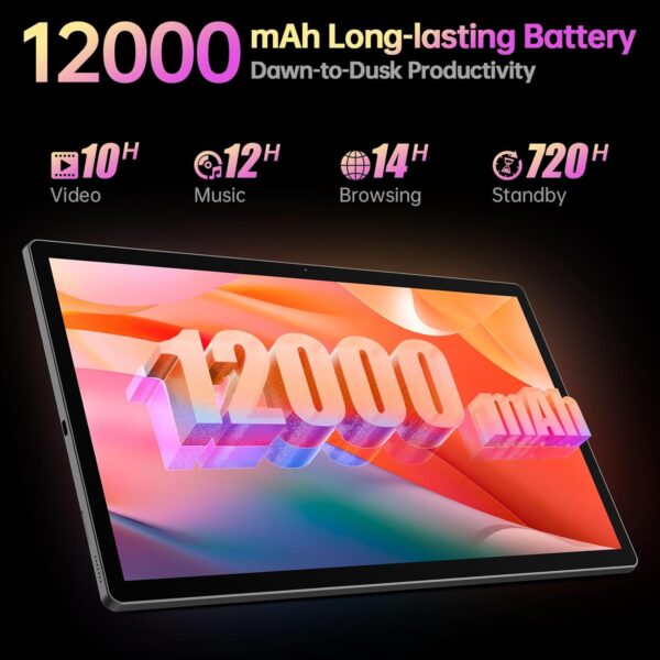 Tablet 15.6 Inch Android 14 Tablet Upgraded, Large Tablet with 1080P IPS HD Display, 8Core, G99, 6GB+128GB, Wi-Fi 5, Max512G TF Card, 12000mAh All-Day Battery Life, 5+13MP Cameras-Space Gray - Image 5