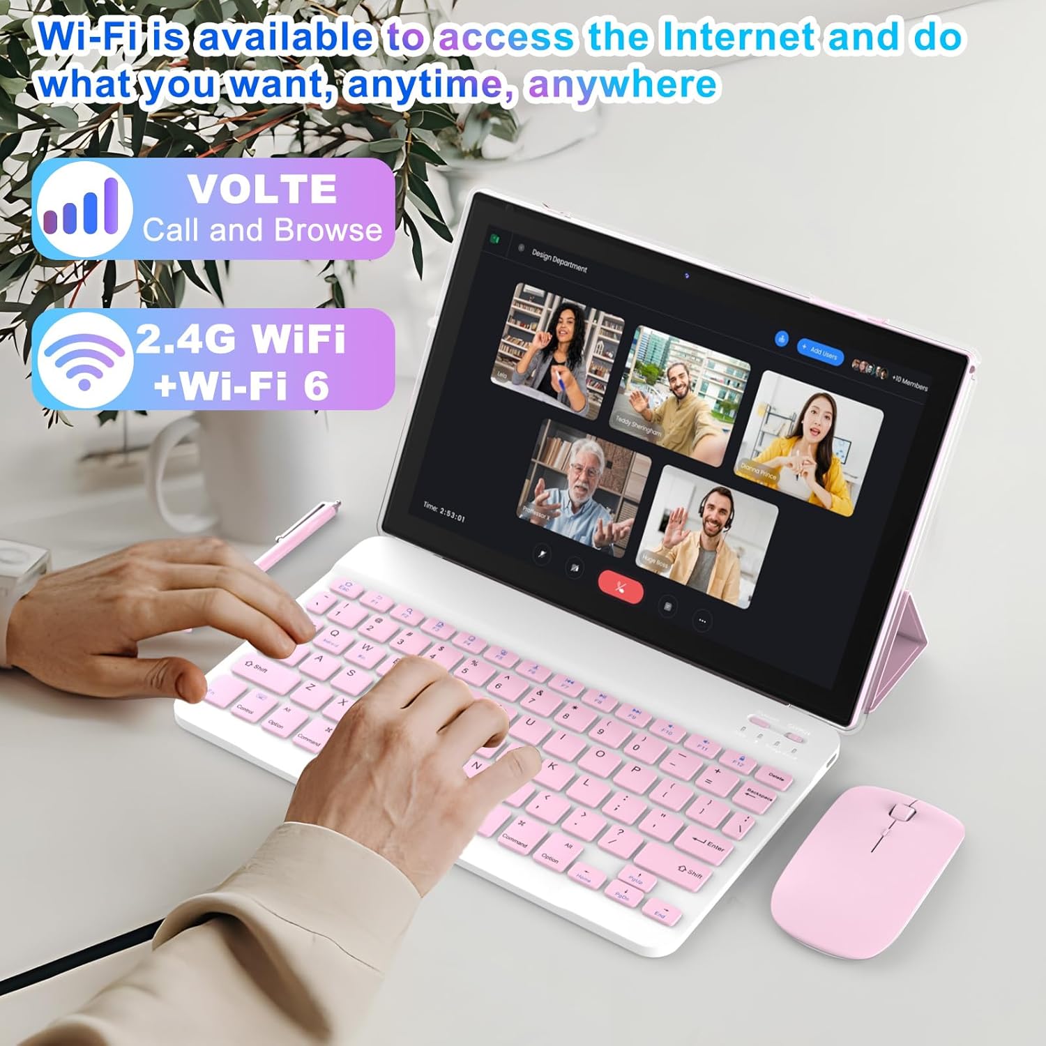 Android 14 Tablet 10 Inch, 2 in 1 Tablets with Keyboard/ Mouse/ Case/ Stylus, 8GB RAM+64GB ROM/1TB Expand Tablet, 1.8Ghz Quad-core Processor, 1280*800 HD Touch Screen, 8MP Camera, 5G WIFI 6 Tablet - Image 2