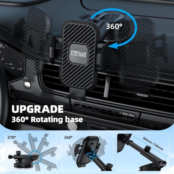 Universal Car Phone Holder Mount for Your Car Windshield Dashboard Air Vent, Car Mount Cell Phone Holder Desk Stand with Suction Cup Base and Telescopic Arm for iPhone Smartphones Cellphone - Image 5