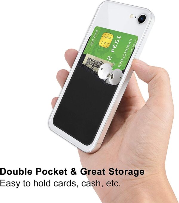 Senose Cell Phone Wallet, Silicone Adhesive Stick-on Phone Card Holder for Credit Card,Id Holder Wallet Pouch Sleeve Pocket Compatible for iPhone Samsung Galaxy Any Smartphone, Pack of 3 - Image 4