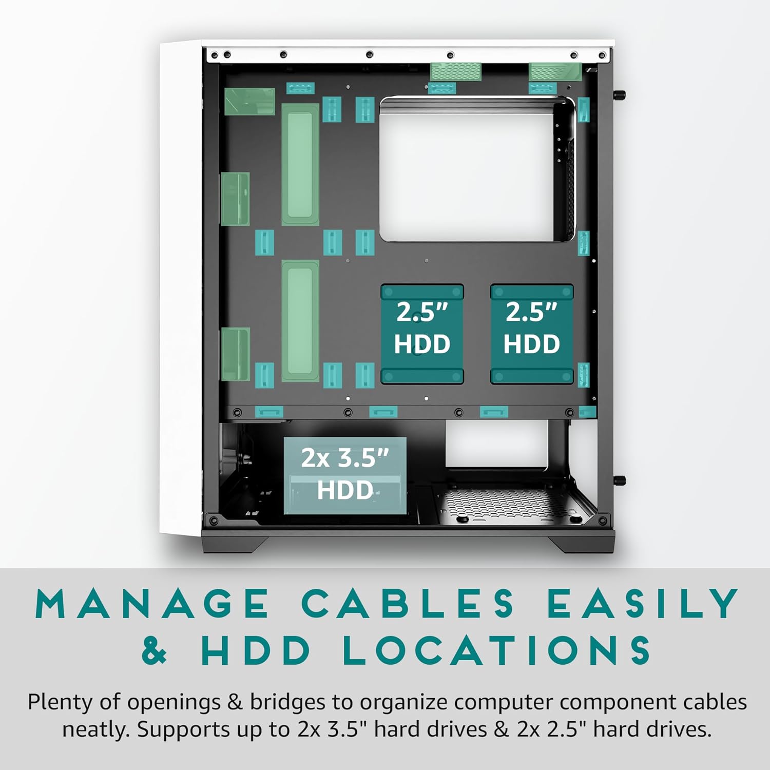 Apevia G-PRO-WH Genesis Pro Mid Tower Gaming Case with 2 x Tempered Glass Panel, Top USB3.0/USB2.0/Audio Ports, 6 x RGB Fans, White Frame - Image 7