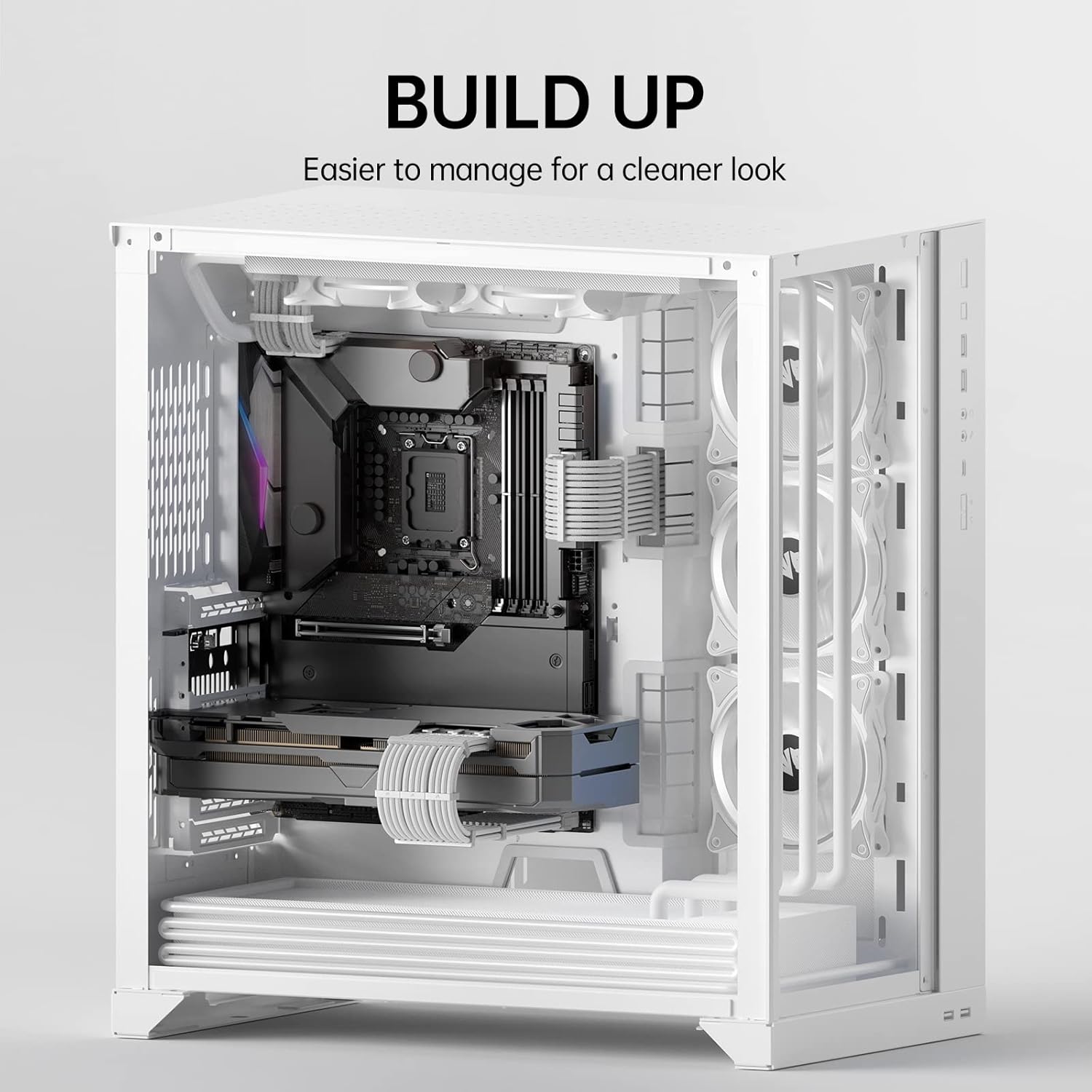 AsiaHorse Power Supply Sleeved Cable, 16 AWG PSU Extension Cable Kit of White Connector, 1x24Pin/2x4+4 EPS/3x6+2 PCI-E, 30cm Length with Combs-White - Image 4