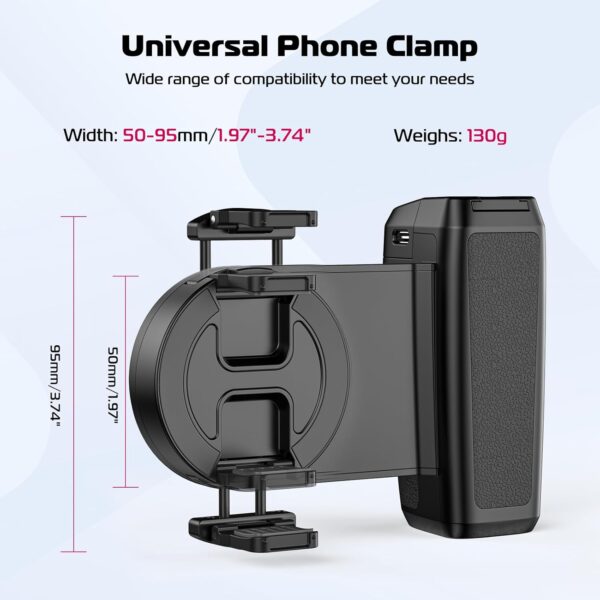 ULANZI Selfie Phone Tripod Mount MA35, 2-in-1 Magnetic & Phone Clip Camera Grip Handle Holder with Detachable Remote Shutter with Cold Shoe Adapter for iPhone 15 16 Samsung Smartphone Video Shooting - Image 6