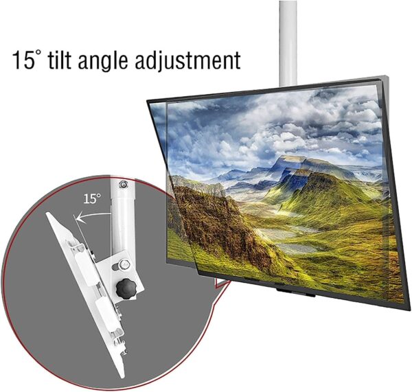Ceiling TV Mount Bracket Support 77 Lbs Fits 32 to 55" LED Screen Display TV Mount Shelf and Height Adjustable Pole White TV Stand Ideal for Home Entertainment Setup - Image 5
