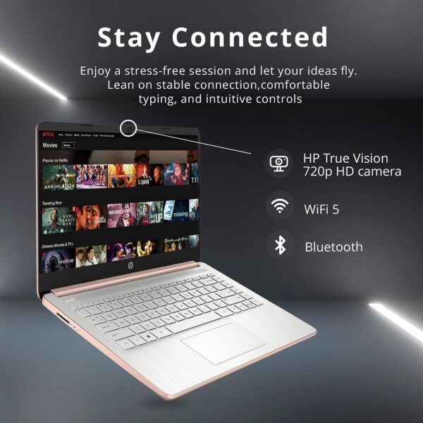 HP-Laptops 14inch-Rose Gold Windows 11-32GB RAM - 192GB Storage - Microsoft 365 - Quad-core Intel Celeron N4120 - USB Type-C - SD Card Reader - 13Hours Battery Life - Wireless-AC - HDMI - Image 3