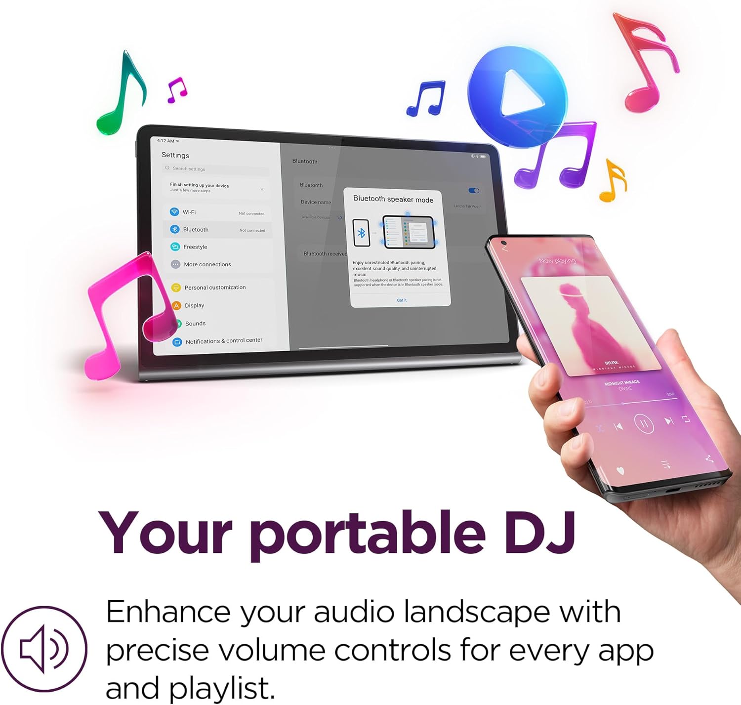 Lenovo Tab Plus - 2024 - Premium Entertainment Tablet - 8 JBL® Speakers - 11.5" 2K LCD Touch Display - 8GB Memory - 128GB Storage - MediaTek™ Helio G99 - Folio Case Included - Luna Grey - Image 4