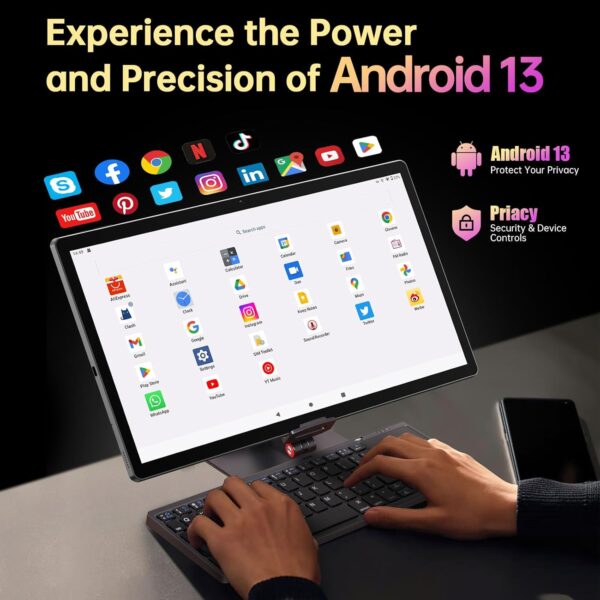 Tablet 15.6 Inch Android 14 Tablet Upgraded, Large Tablet with 1080P IPS HD Display, 8Core, G99, 6GB+128GB, Wi-Fi 5, Max512G TF Card, 12000mAh All-Day Battery Life, 5+13MP Cameras-Space Gray - Image 4