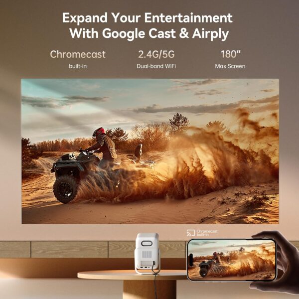 [Android TV 11.0 & 1080P Native] Wanbo T2 Ultra Projector with WiFi and Bluetooth, 120° Rotatable Projector Auto Focus, Home Outdoor Movie Proyector, 500 ANSI Smart Projector with Netflix & 5000+ Apps - Image 7