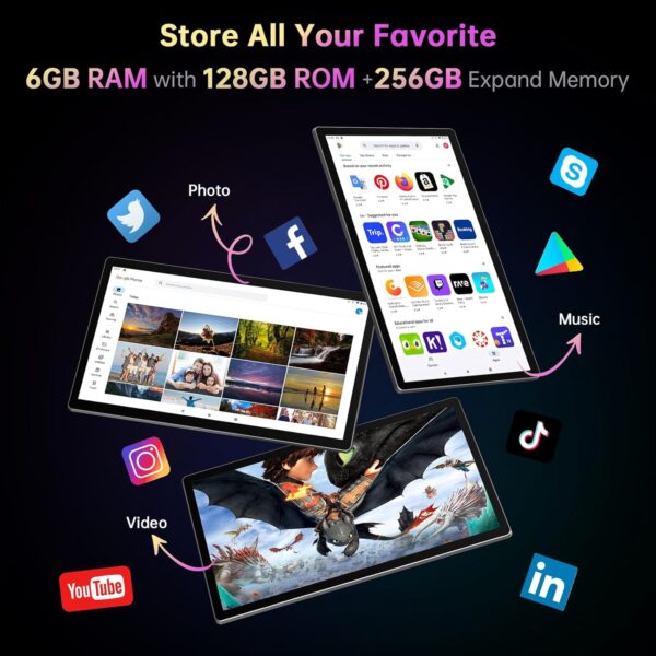 Tablet 15.6 Inch Android 14 Tablet Upgraded, Large Tablet with 1080P IPS HD Display, 8Core, G99, 6GB+128GB, Wi-Fi 5, Max512G TF Card, 12000mAh All-Day Battery Life, 5+13MP Cameras-Space Gray - Image 3