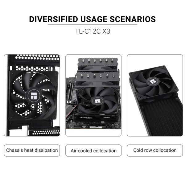 Thermalright TL-C12C X3 CPU Fan 120mm Case Cooler Fan, 4pin PWM Silent Computer Fan with S-FDB Bearing Included, up to 1550RPM Cooling Fan（3 Quantities） - Image 6