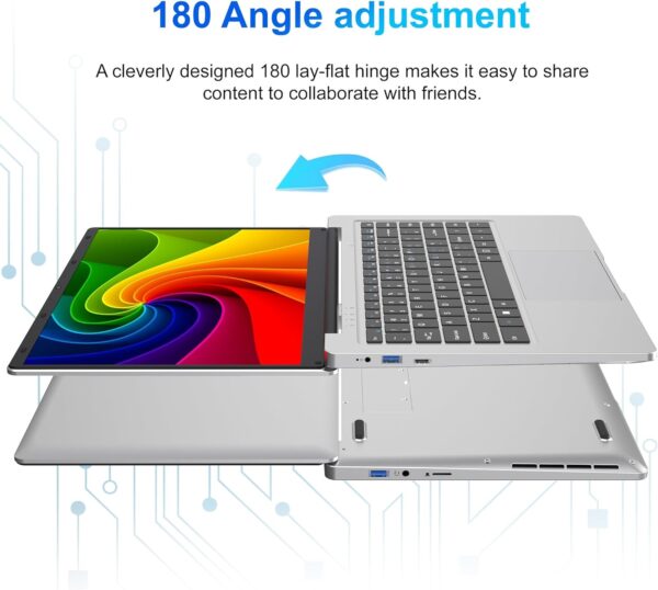Laptop Computer, 14.1" Dual-Core Cerelon N4000 6GB RAM 128GB SSD Portable Laptop, 1366x768 IPS Display Fanless Design Laptop, WiFi 2.4/5G, Bluetooth 5.0, USB 3.0, Mini HDMI, Include USB-C Hub - Image 4