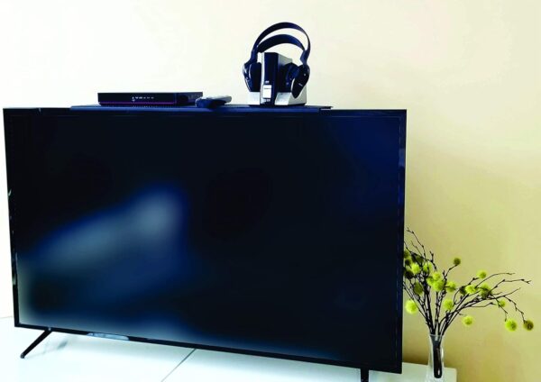 Axis Flat Screen TV Black Steel Shelf - Universal 32 Inch and Up, No Tools Required, USA Patent Pending