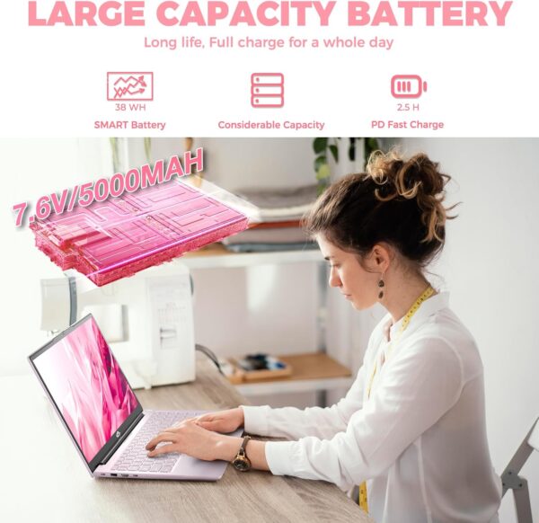 NIMO 15.6'' FHD IPS Student Laptop, 16GB RAM 1TB SSD, Intel Pentium Quad-Core N100(Beat to i3 1115G4, Up to 3.4GHz), 2 Years Warranty, Fingerprint, Backlit Keyboard, Wi-Fi 6，Win 11, Rose Gold - Image 7
