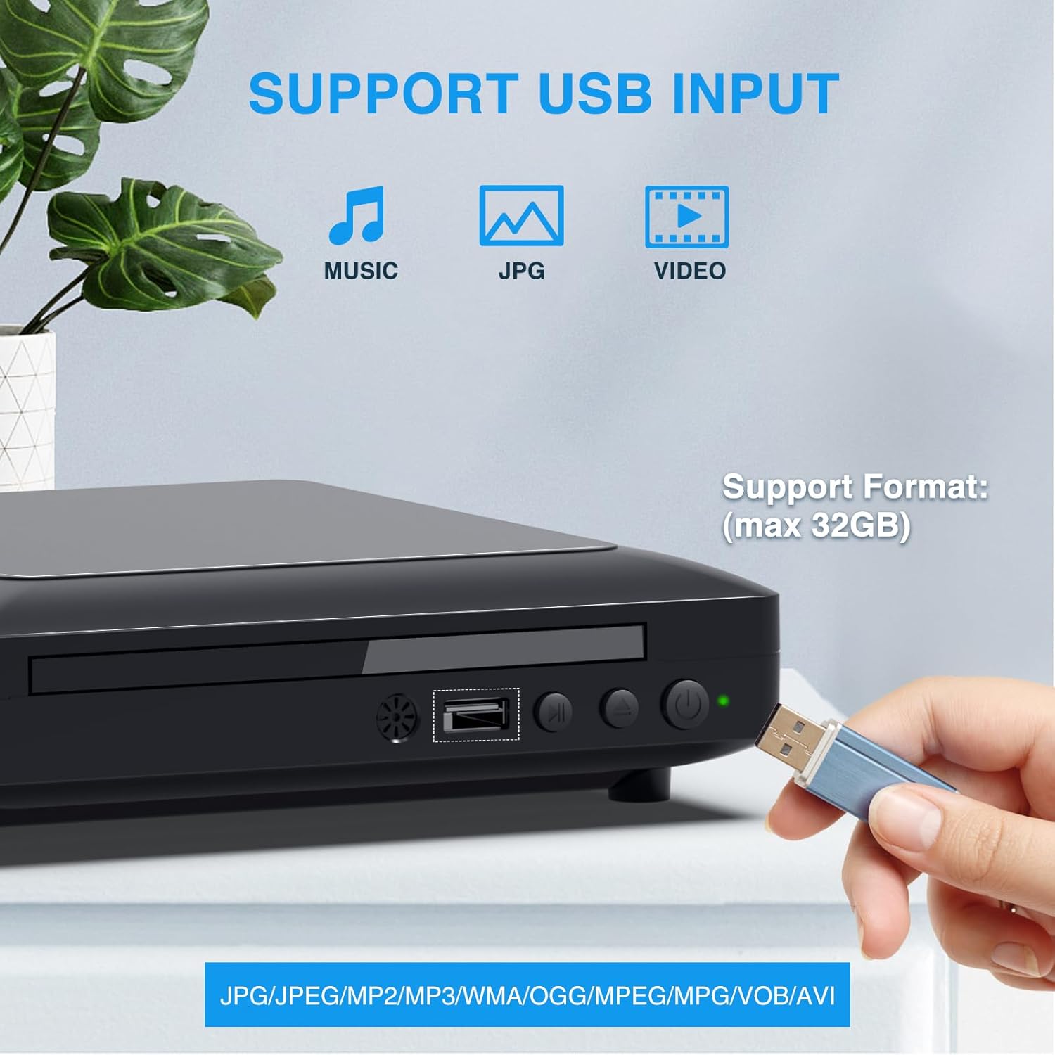 Ceihoit Mini HD DVD Player, CD Players for Home, DVD Players for TV, HDMI and RCA Cable Included, Up-Convert to HD 1080p, All Region, Breakpoint Memory, Built-in PAL/NTSC, USB 2.0 - Image 4