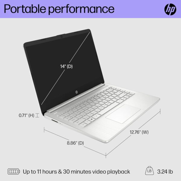 HP 14 inch Laptop, HD Display, 12th Generation Intel Core i3-1215U, 8 GB RAM, 256 GB SSD, Intel UHD Graphics, Windows 11 Home in S Mode, 14-dq5009nr (2024) - Image 5
